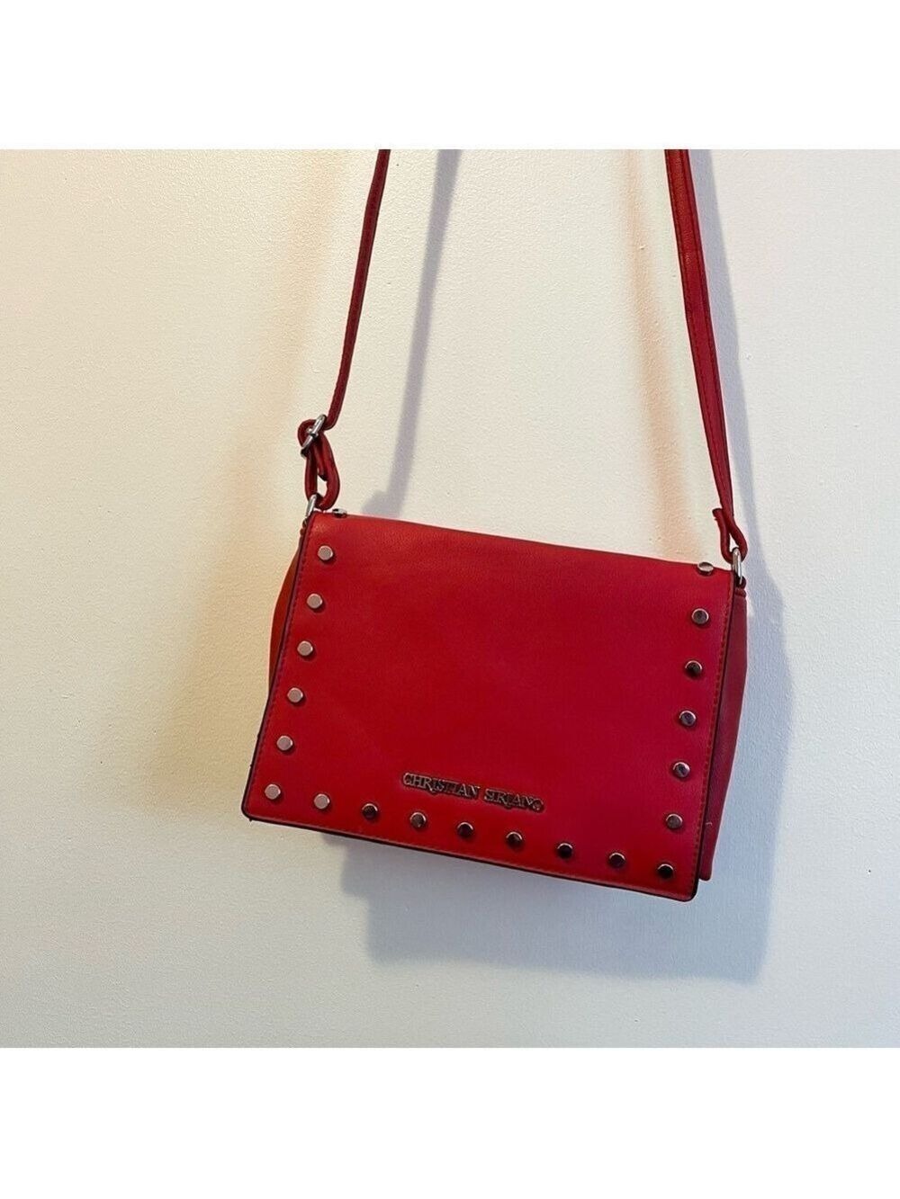 Christian Siriano Bold Red Studded Crossbody Bag